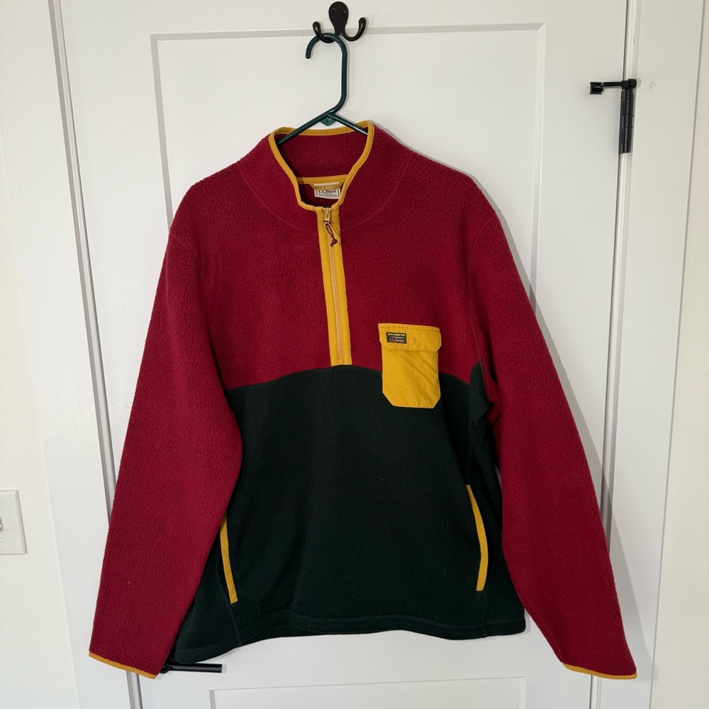 LL Bean L.L.Sweater Fleece Sherpa Hybrid Pullover. 1/4 Zip Multicolor Outdoor. - Picture 1 of 7